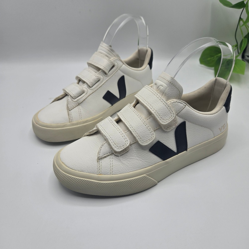 Veja Recife Sneakers White Navy Leather Triple Strap WMS US 5 EUR 36